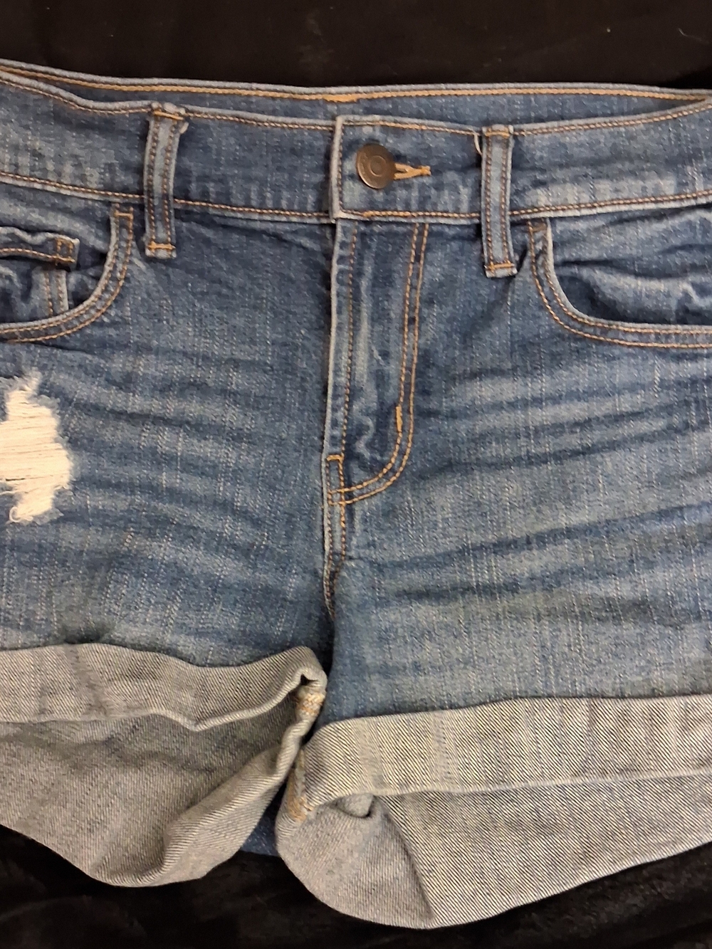 Old Navy Medium Blue Denim Boyfriend Shorts with Rolled Hems